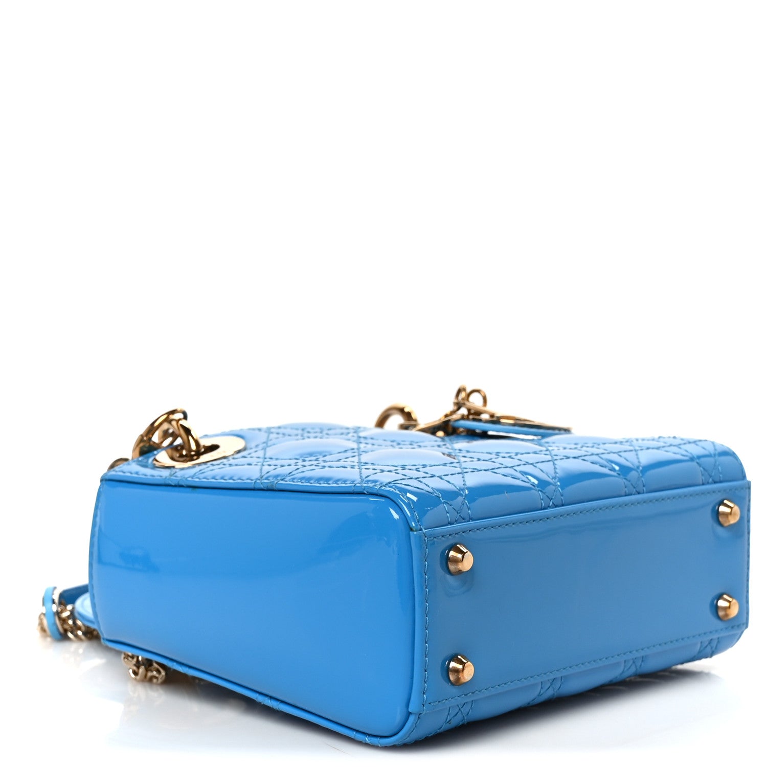 Christian Dior Patent Cannage Mini Lady Dior Blue 4 of 10