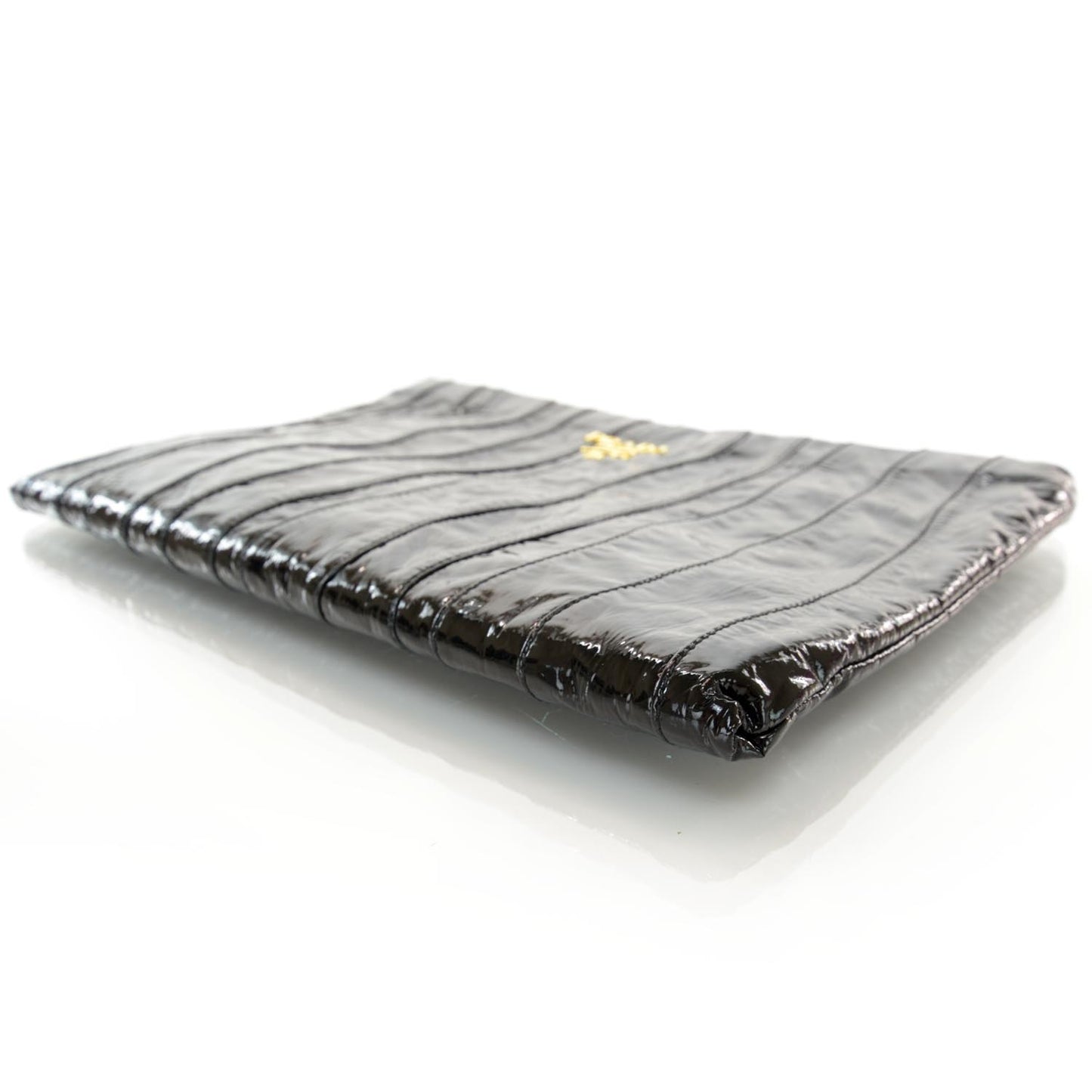 Vernice Stripes Clutch Black