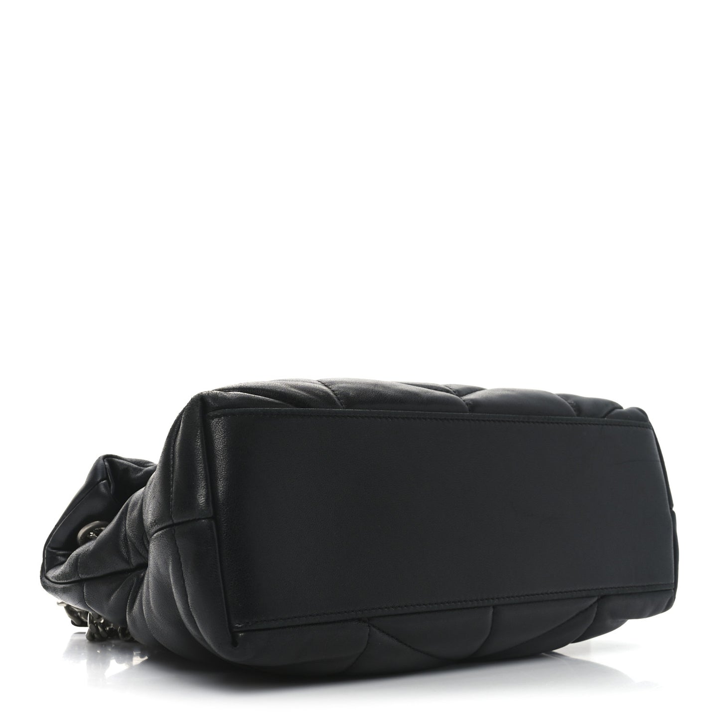 Lambskin Quilted Small Loulou Puffer Monogram Chain Satchel Black