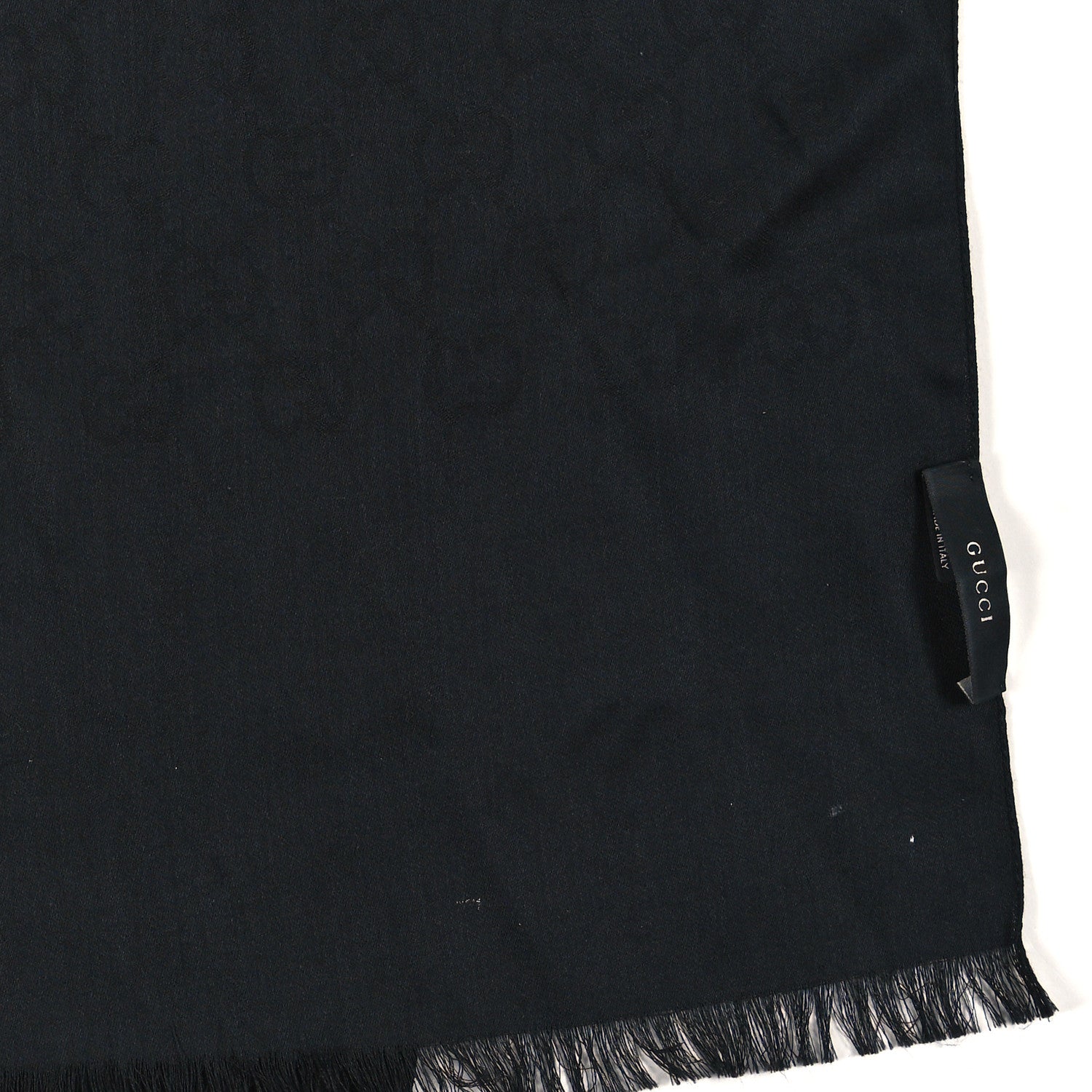 Gucci Wool Silk GG Monogram Scarf Black 3 of 3