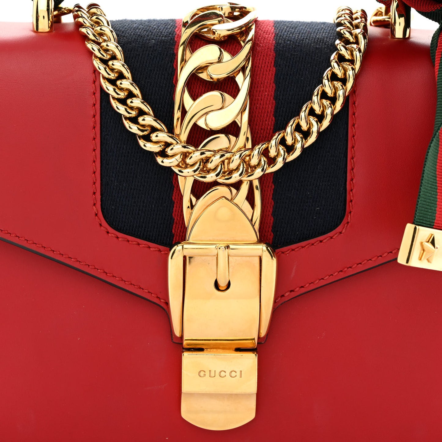 Calfskin Mini Sylvie Chain Shoulder Bag Hibiscus Red