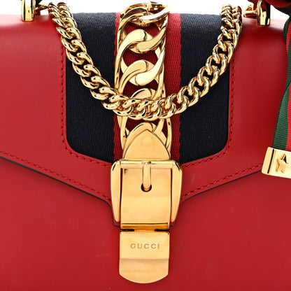 Gucci Calfskin Mini Sylvie Chain Shoulder Bag Hibiscus Red 8 of 10