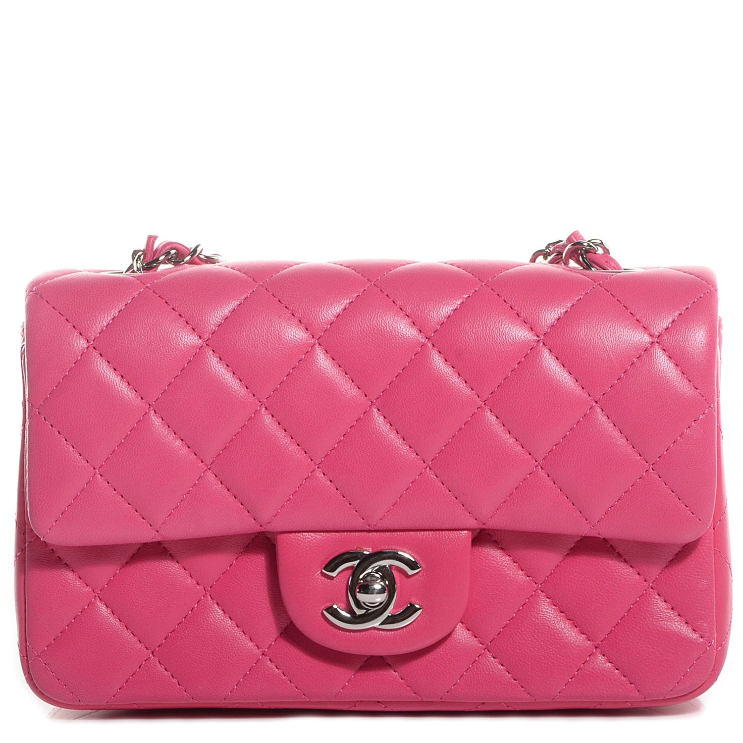 Chanel Lambskin Quilted Mini Rectangular Flap Dark Pink 1 of 8