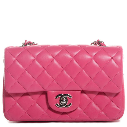 Chanel Lambskin Quilted Mini Rectangular Flap Dark Pink 1 of 8