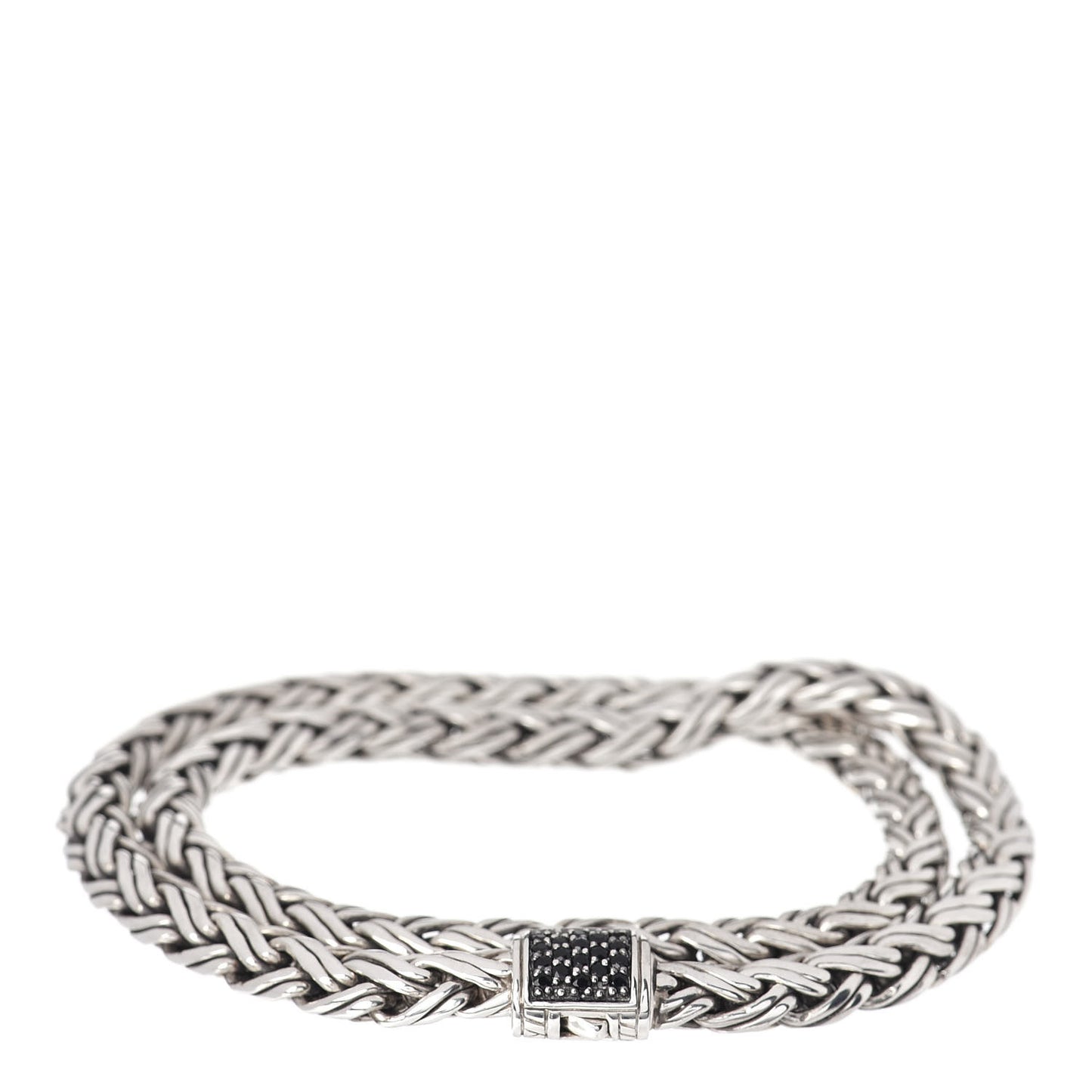Sterling Silver Black Sapphire Classic Chain Wrap Bracelet