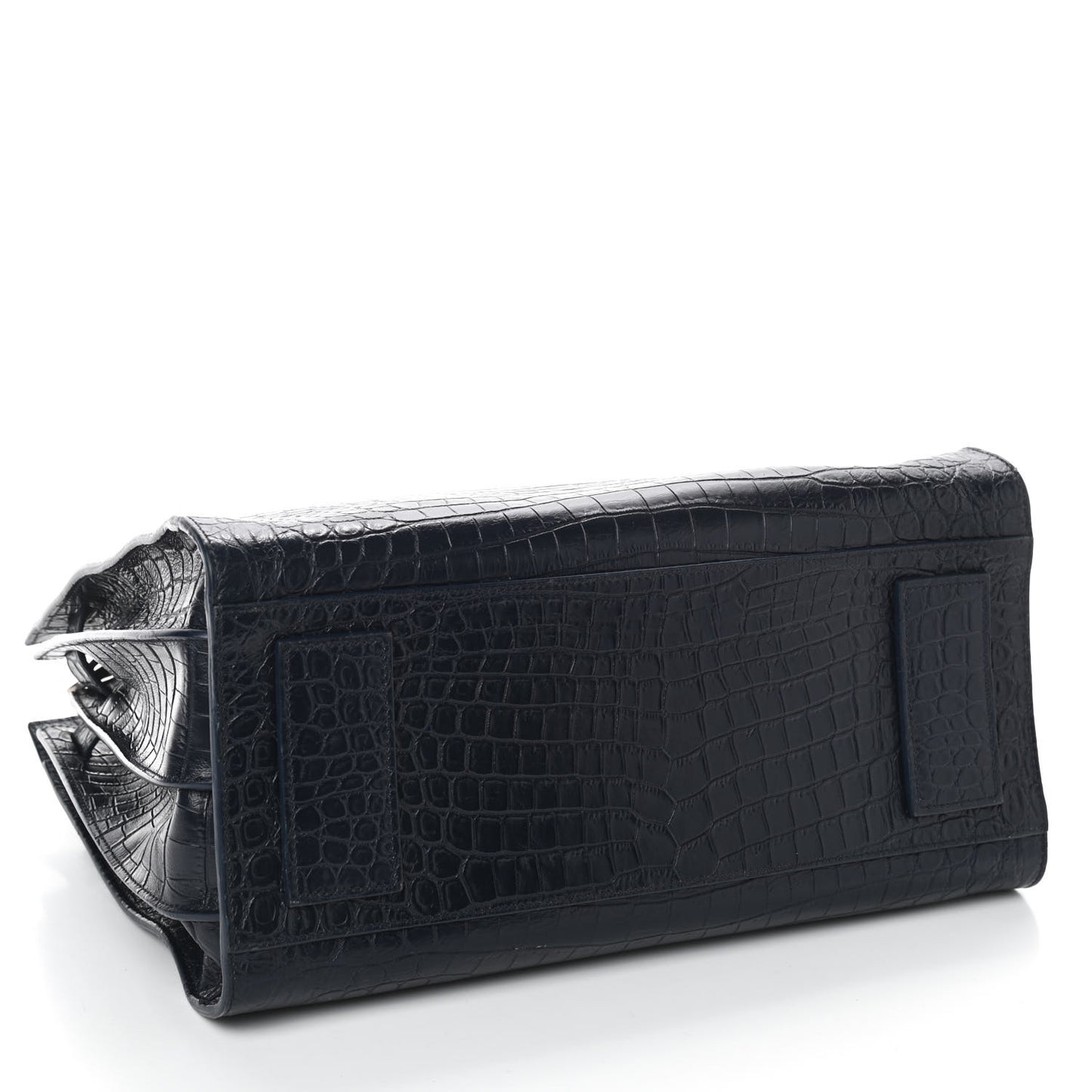 Calfskin Crocodile Embossed Small Supple Sac de Jour Navy