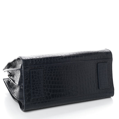 Saint Laurent Calfskin Crocodile Embossed Small Supple Sac de Jour Navy 4 of 9
