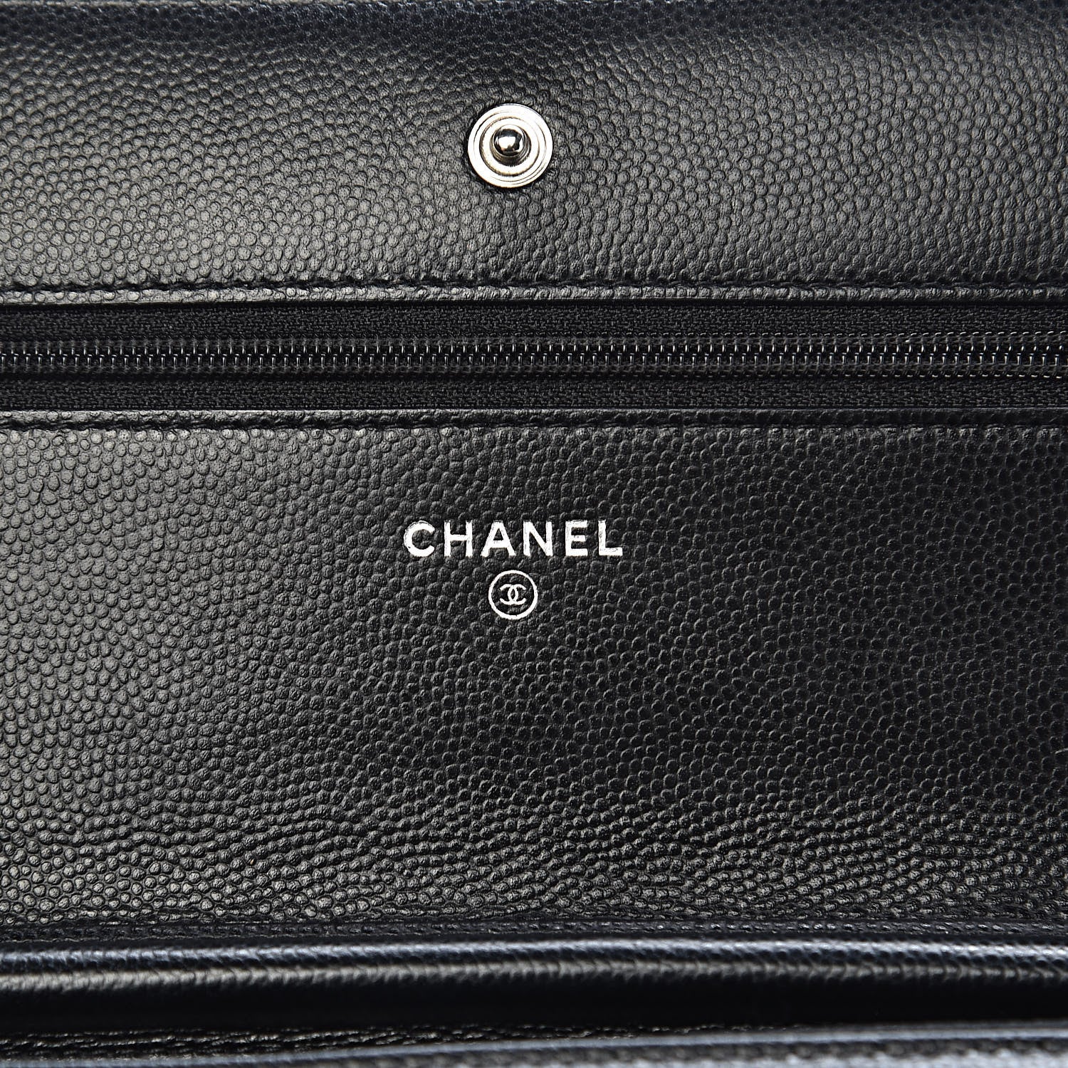 Chanel Caviar Chevron Quilted Wallet On Chain WOC Black 5 of 11