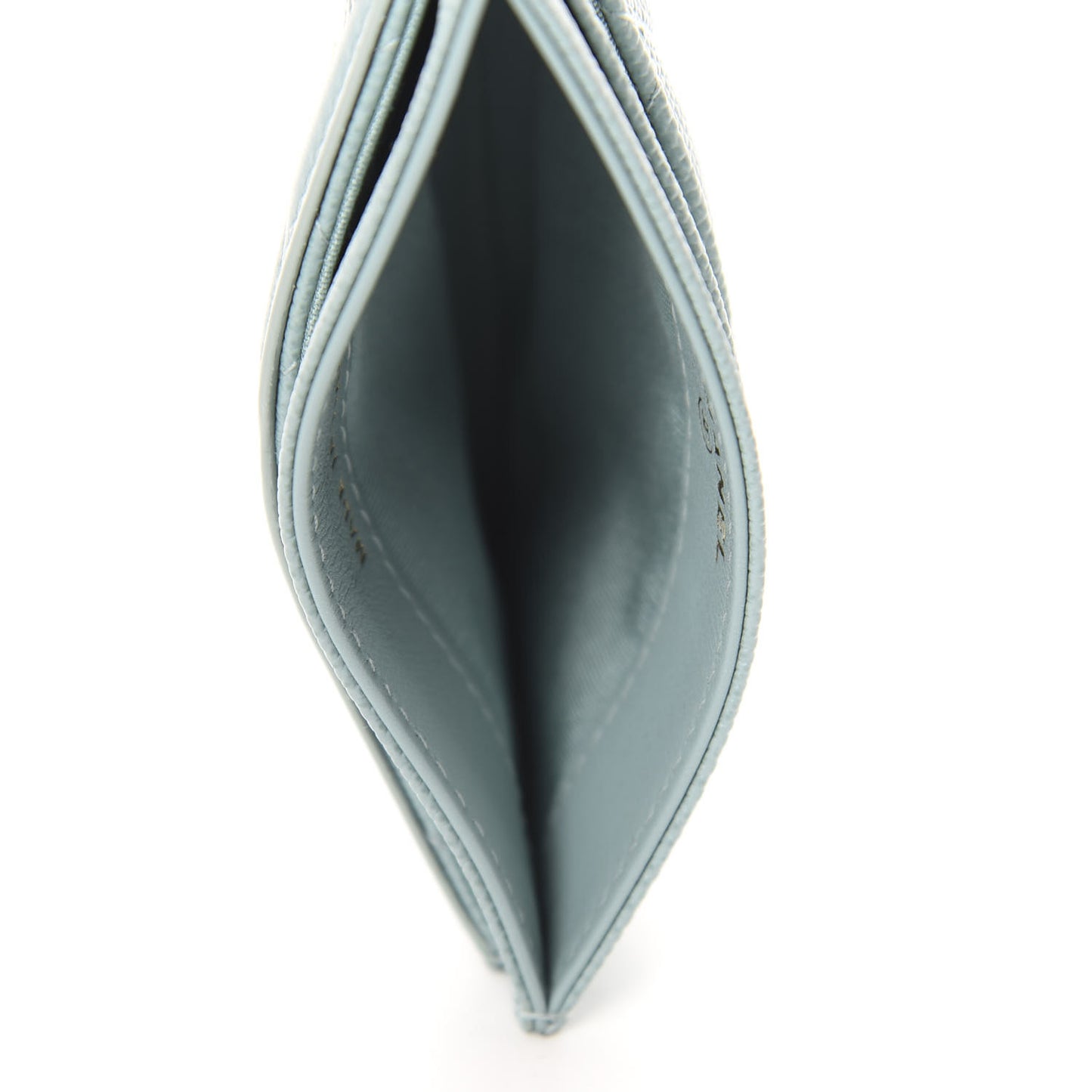 Caviar Quilted Filigree Card Holder Light Blue