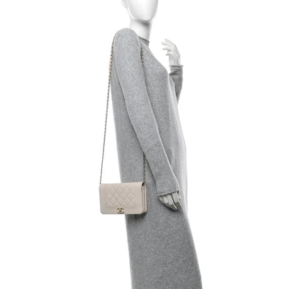 Chanel Caviar Quilted Vintage Mademoiselle Wallet On Chain WOC White 2 of 15