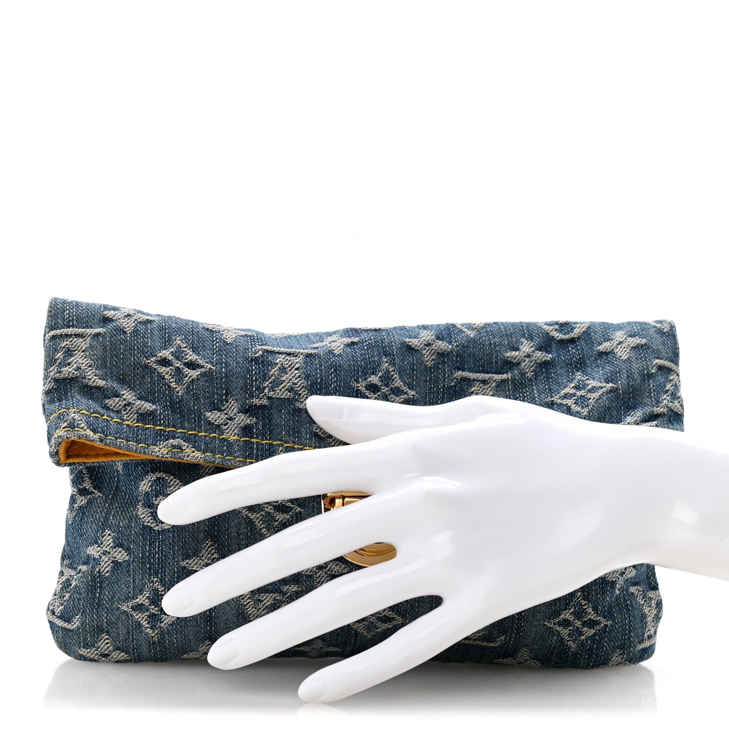 Louis Vuitton Monogram Denim Pochette Plat Clutch Blue 2 of 12