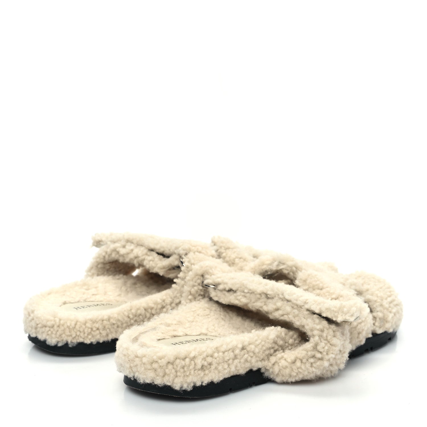 Hermes Woolskin Womens Chypre Sandals 39 Ecru 4 of 8