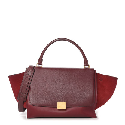 Celine Drummed Calfskin Suede Medium Trapeze Burgundy 1 of 10