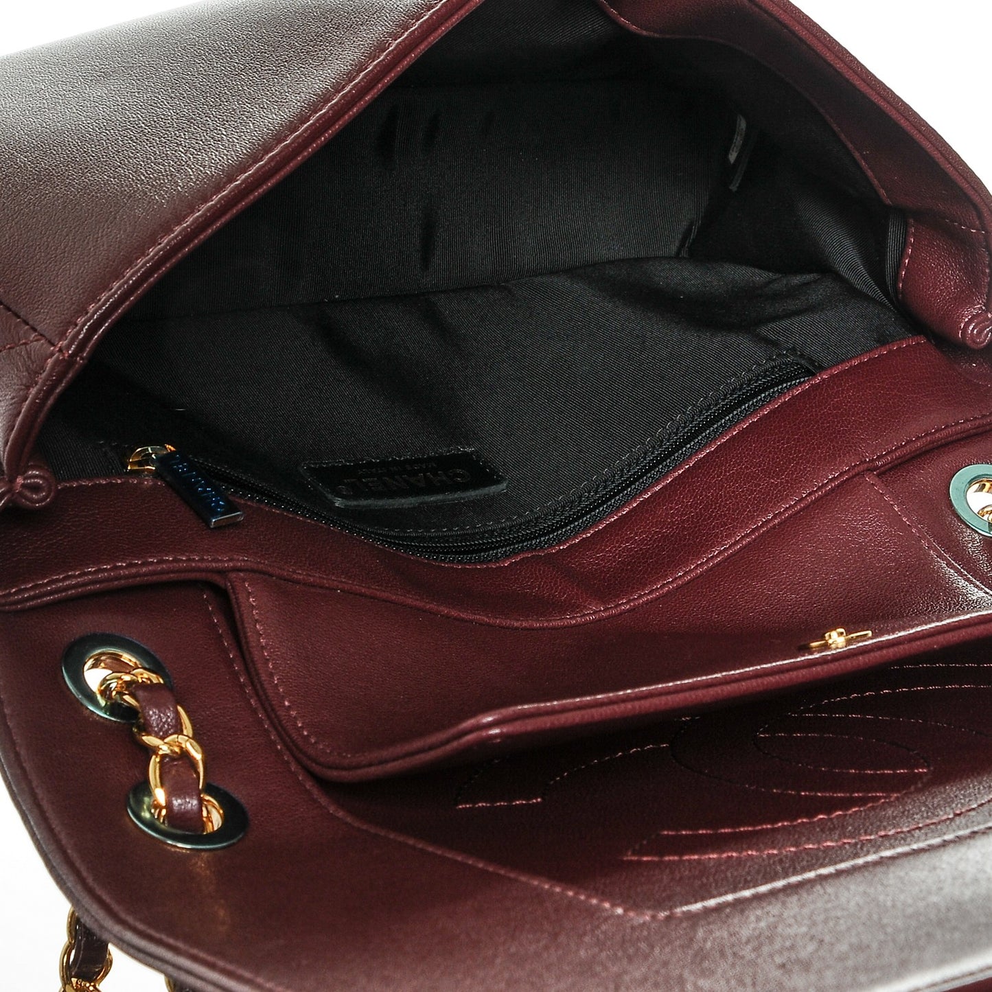 Sheepskin Quilted Vintage Mademoiselle Flap Dark Red
