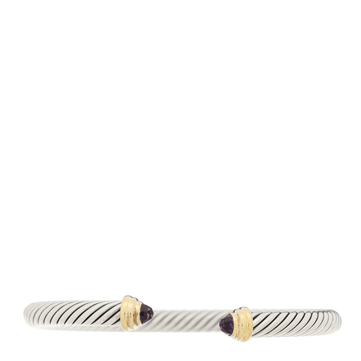 Sterling Silver 14K Yellow Gold Amethyst 5mm Cable Classics Petite Color Bracelet