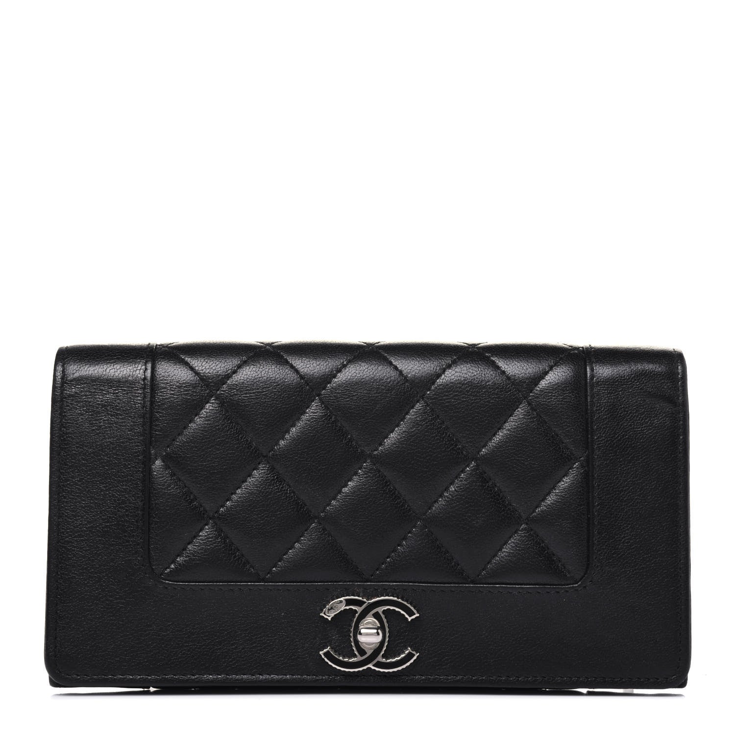 Chanel Sheepskin Quilted Mademoiselle Vintage Flap Wallet Black 1 of 14