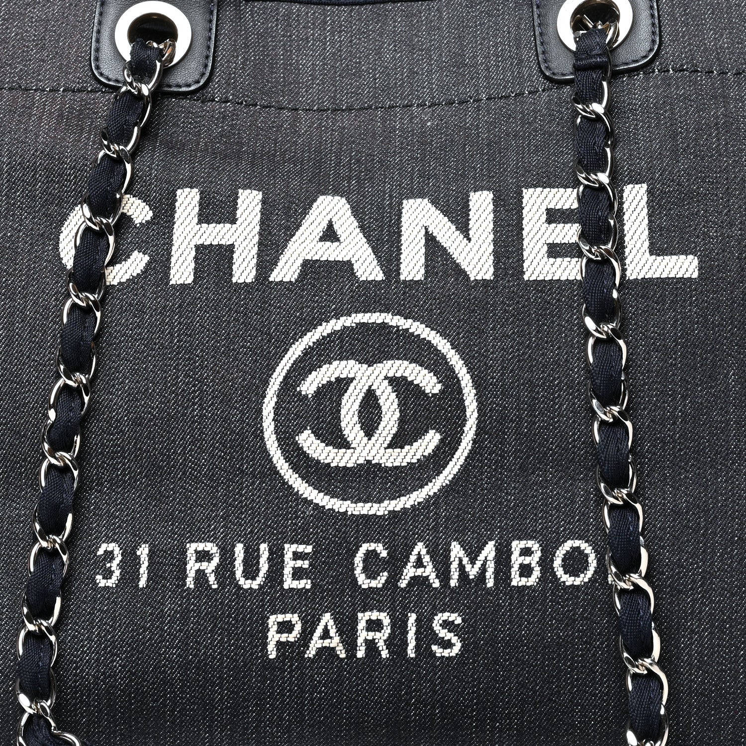Chanel Denim Medium Deauville Tote Dark Blue 8 of 12