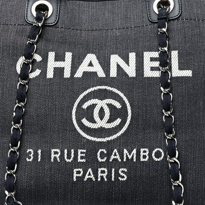 Chanel Denim Medium Deauville Tote Dark Blue 8 of 12