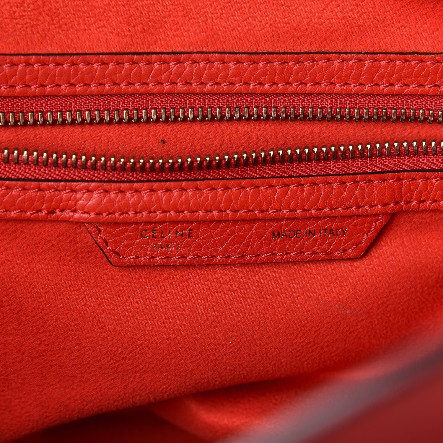 Celine Drummed Calfskin Mini Luggage Red 6 of 15
