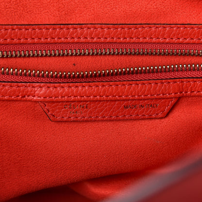 Celine Drummed Calfskin Mini Luggage Red 6 of 15