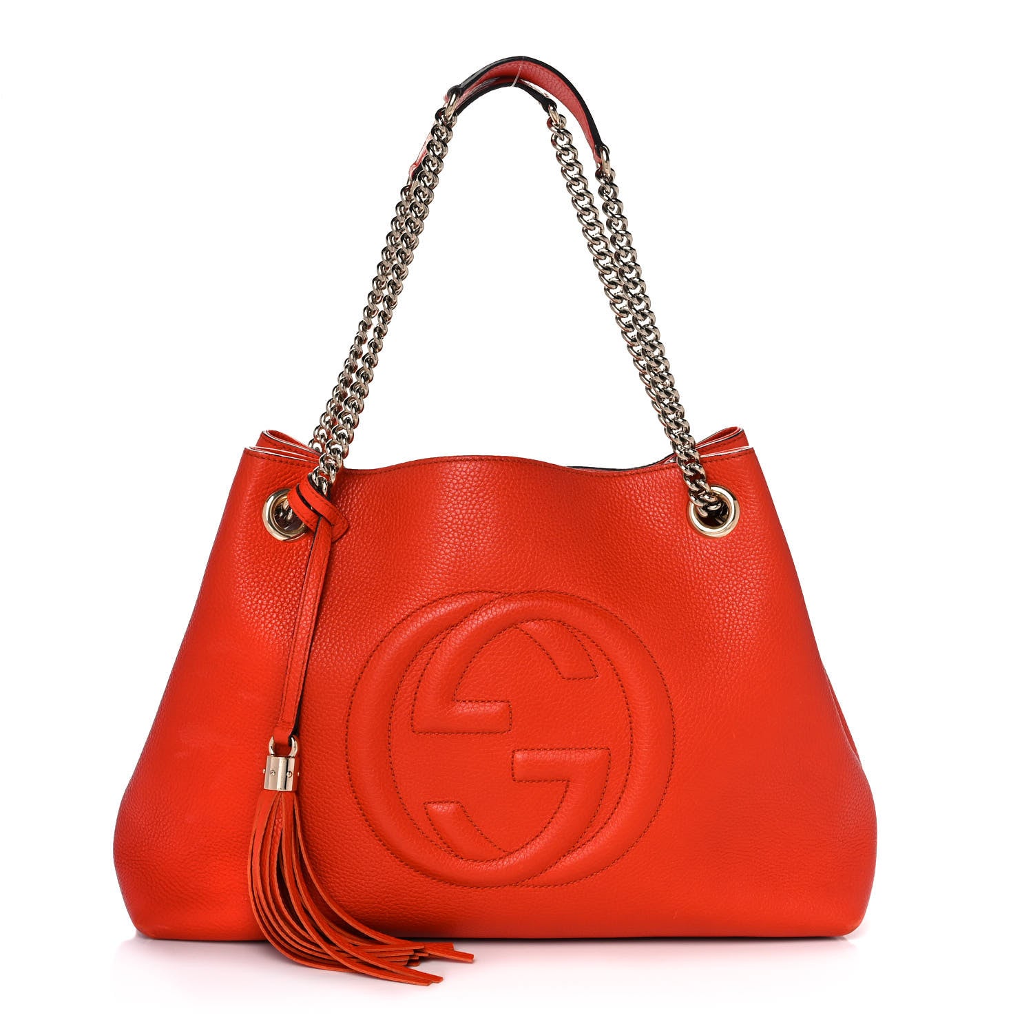 Gucci Pebbled Calfskin Medium Soho Chain Shoulder Bag Sun Orange 1 of 11