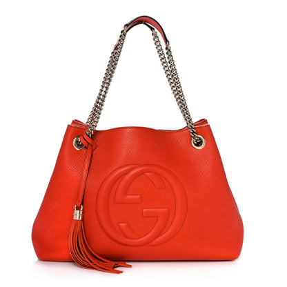 Gucci Pebbled Calfskin Medium Soho Chain Shoulder Bag Sun Orange 1 of 11