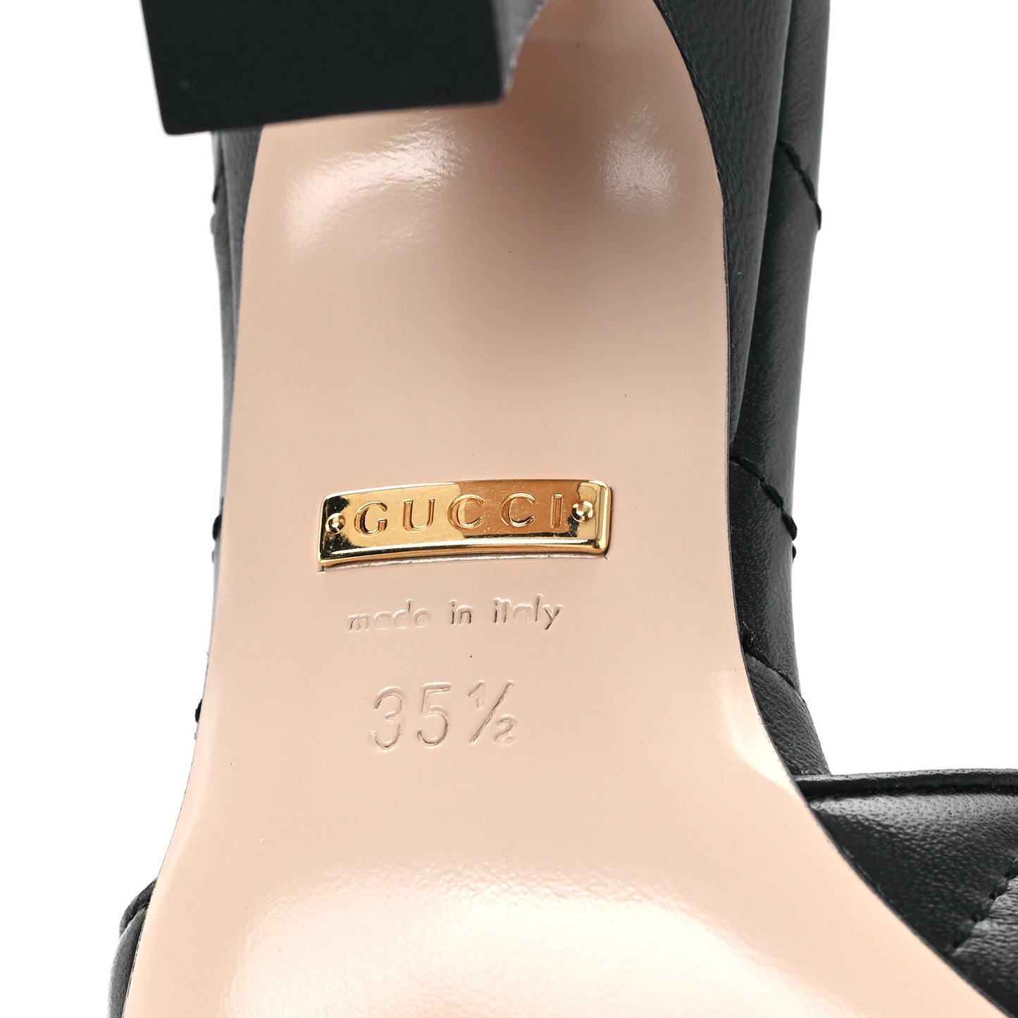 Nappa Matelasse Monochrome GG Marmont 75mm Slide Sandals 35.5 Black
