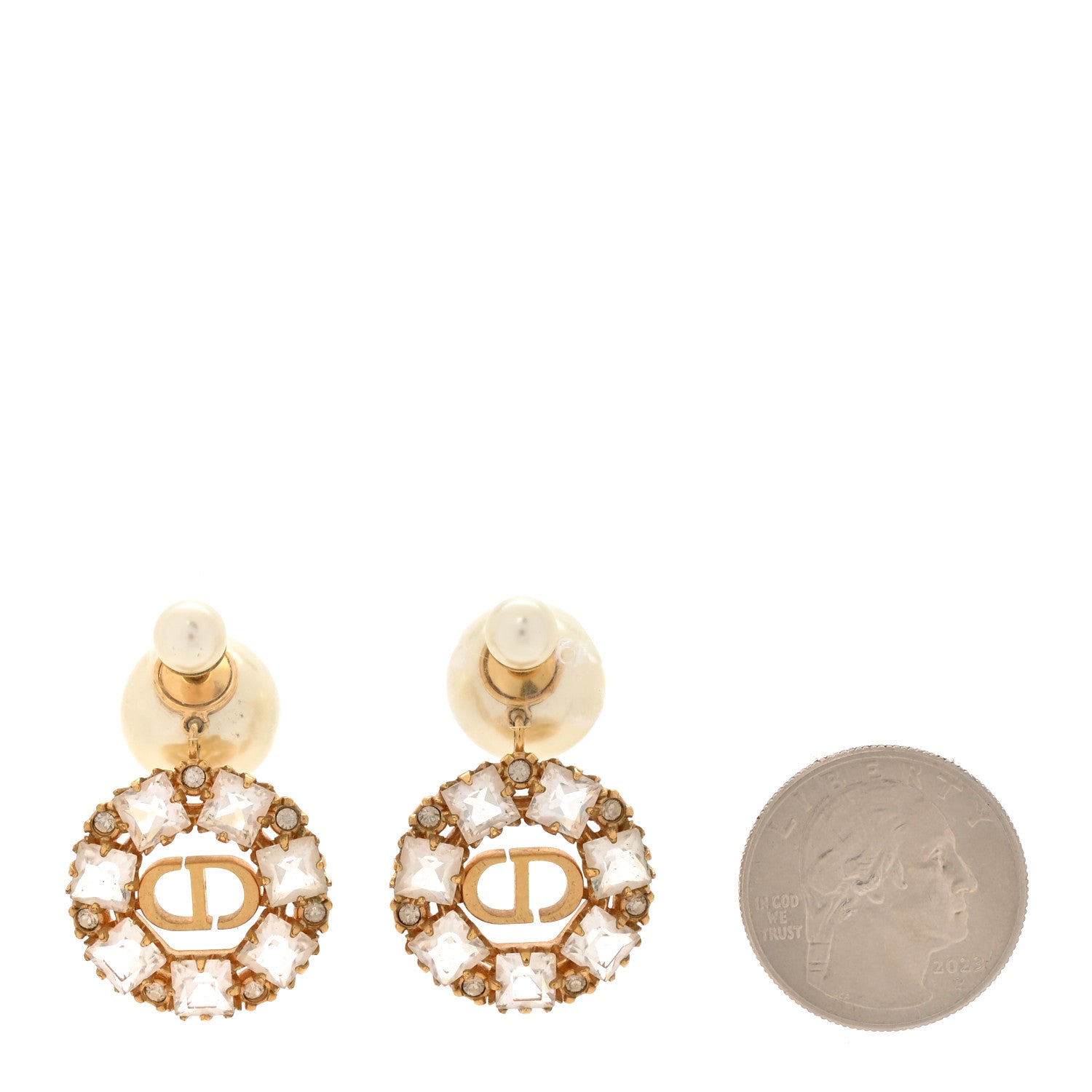 Christian Dior Pearl Crystal Dior Tribales Drop Earrings Gold 2 of 6