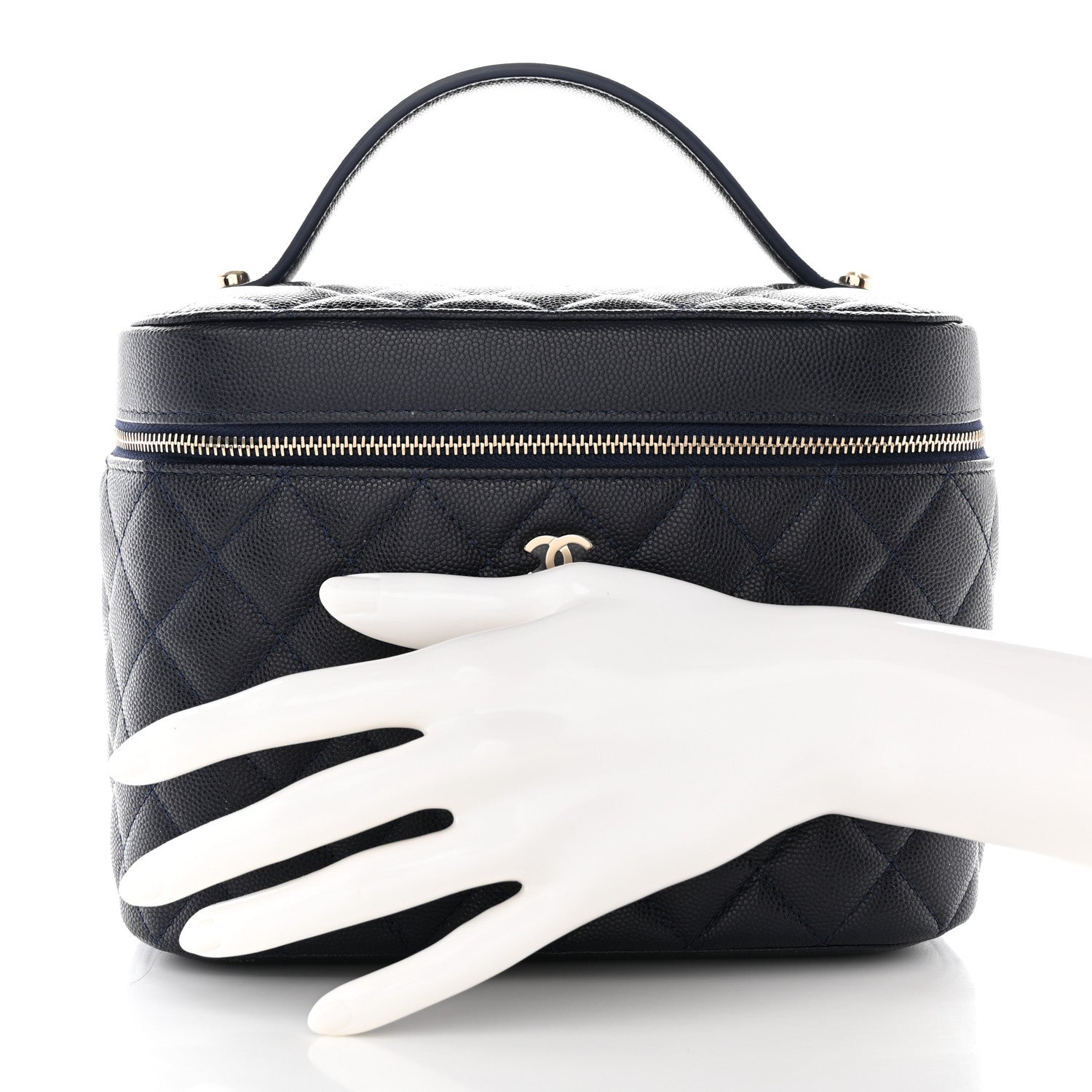 Chanel Caviar Quilted Large Vanity Pouch Navy 2 of 13