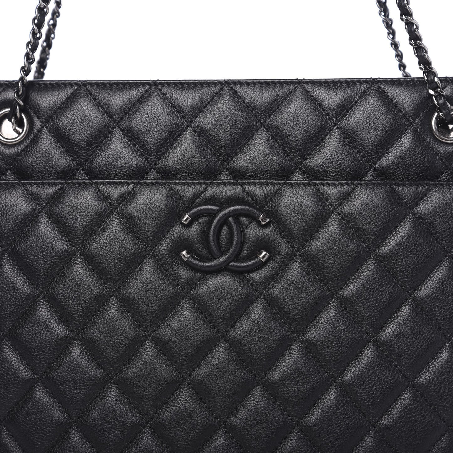 Calfskin Quilted Frame In Chain Tote Black