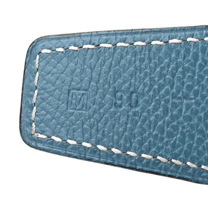 Hermes Epsom Swift 32mm Belt Strap 90 Blue Jean White 4 of 8