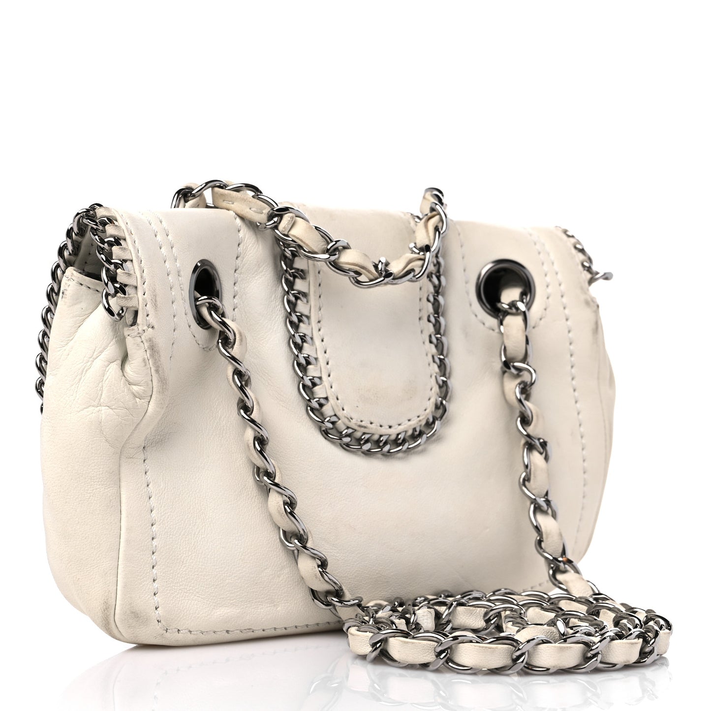 Lambskin Medium Madison Flap White