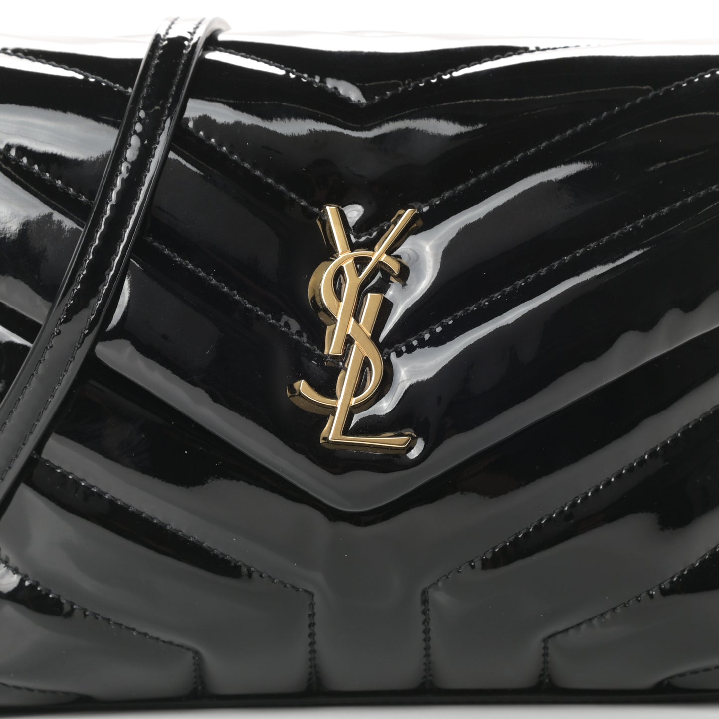 Patent Y Quilted Monogram Toy Loulou Crossbody Bag Black