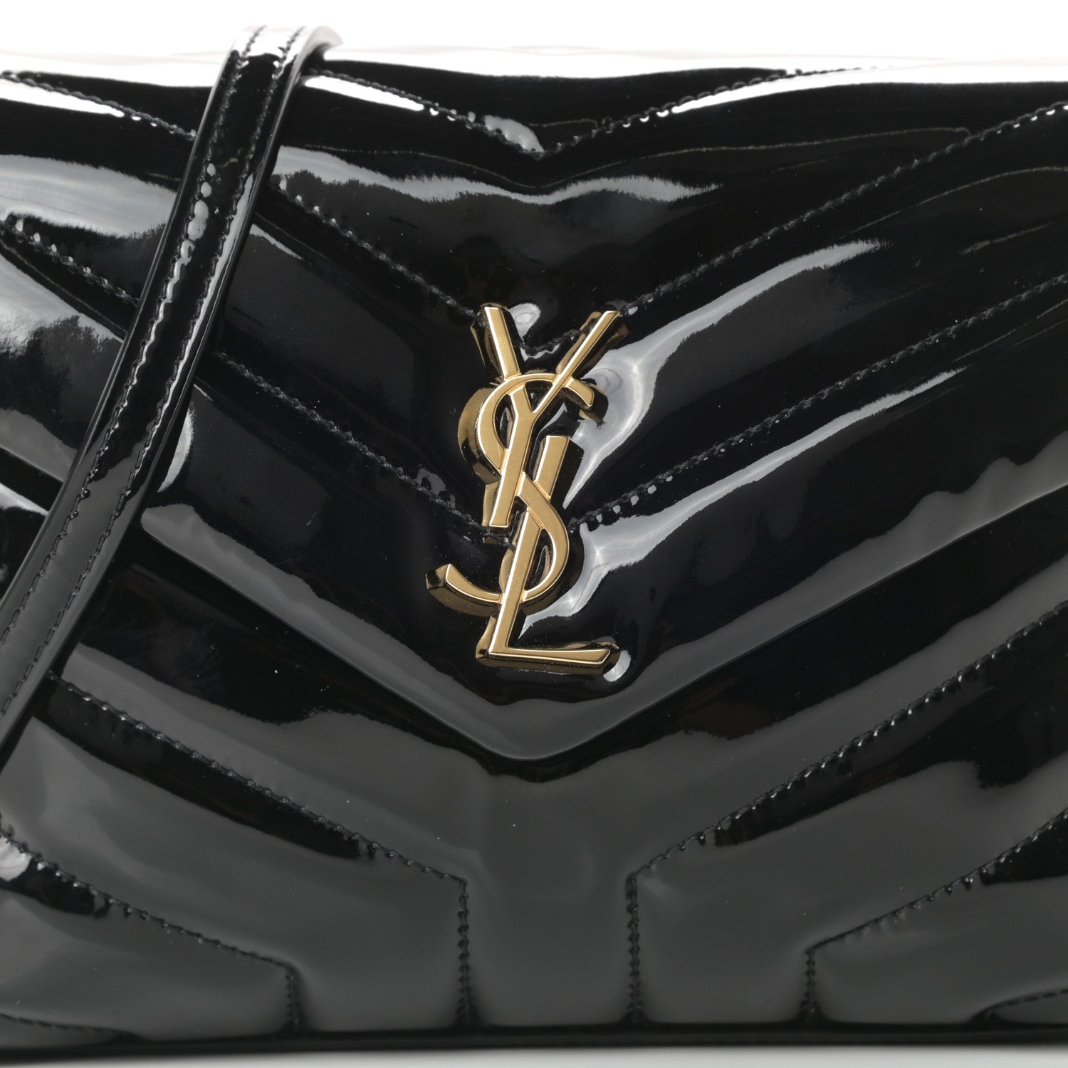 Saint Laurent Patent Y Quilted Monogram Toy Loulou Crossbody Bag Black 8 of 10
