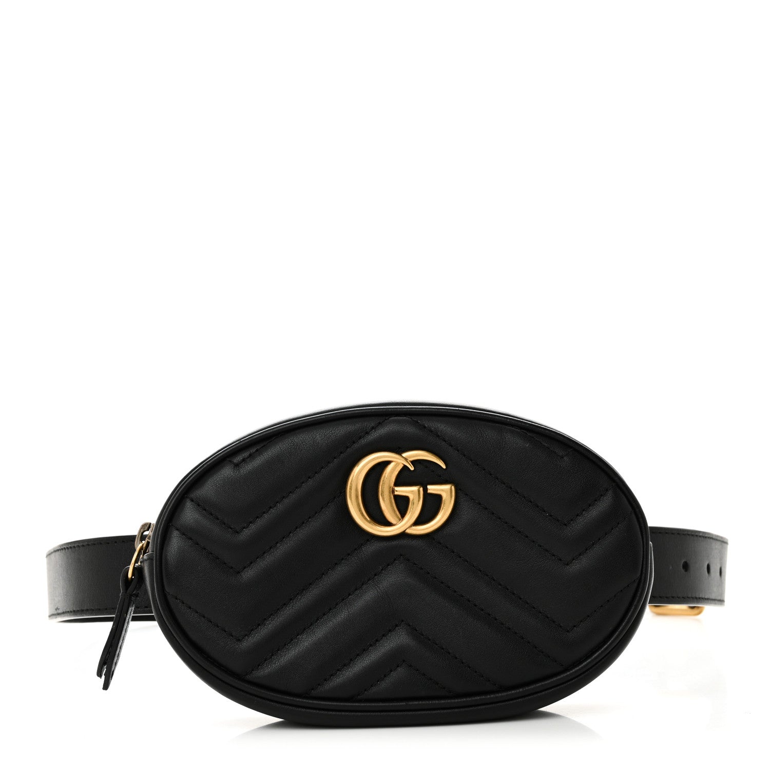 Gucci Calfskin Matelasse GG Marmont Belt Bag 85 34 Black 1 of 11