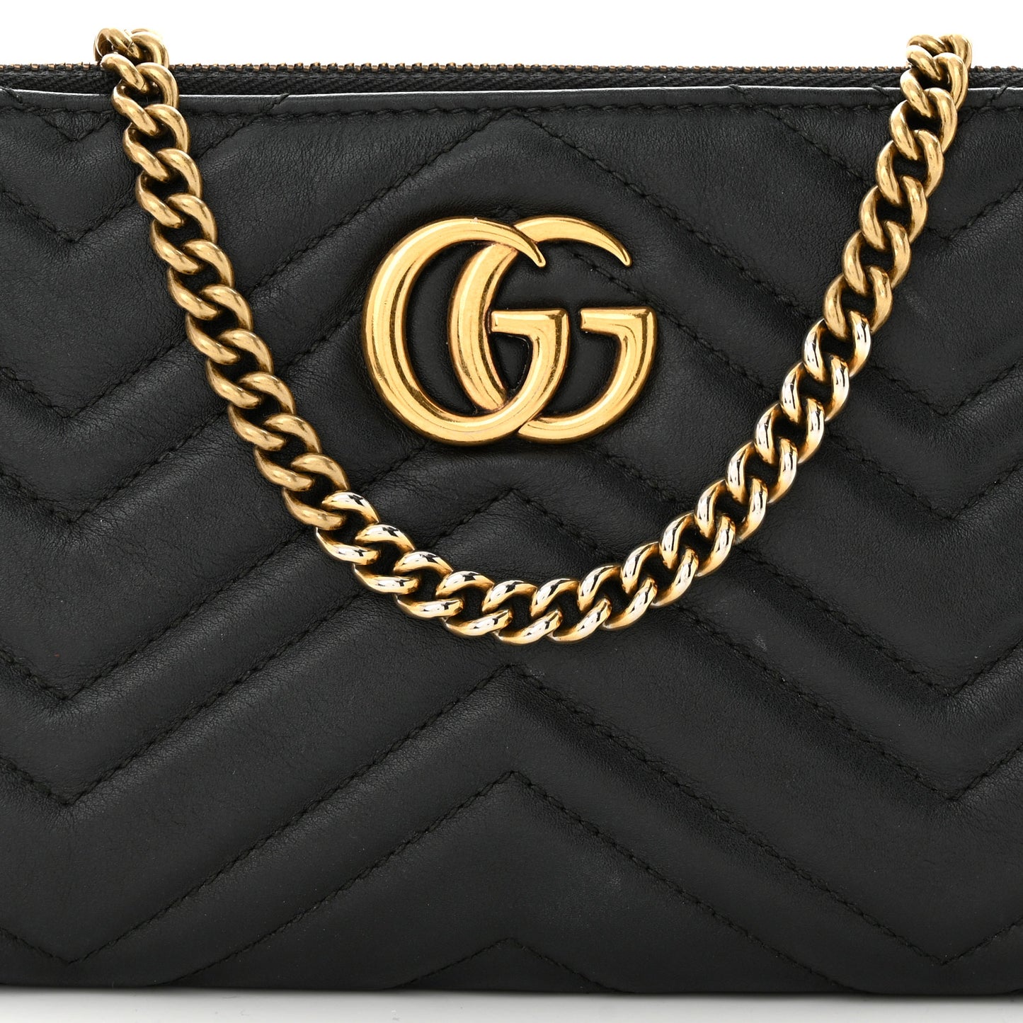 Calfskin Matelasse Mini GG Marmont Chain Bag Black