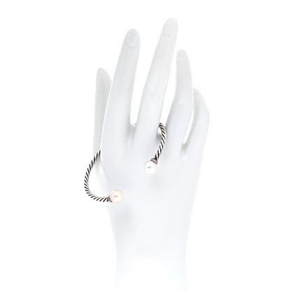 David Yurman Sterling Silver Diamond Pearl 9mm Solari Bracelet 2 of 6