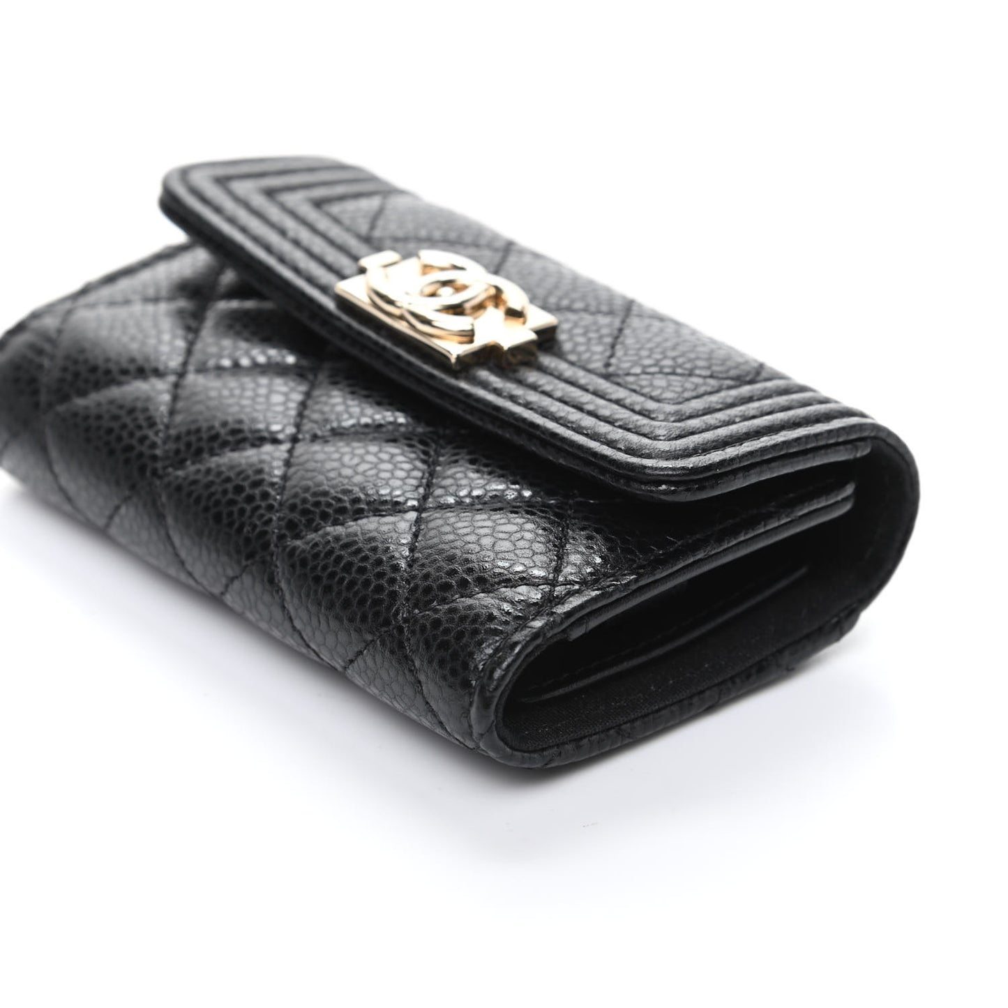 Caviar Quilted 4 Key Holder Boy Flap Black