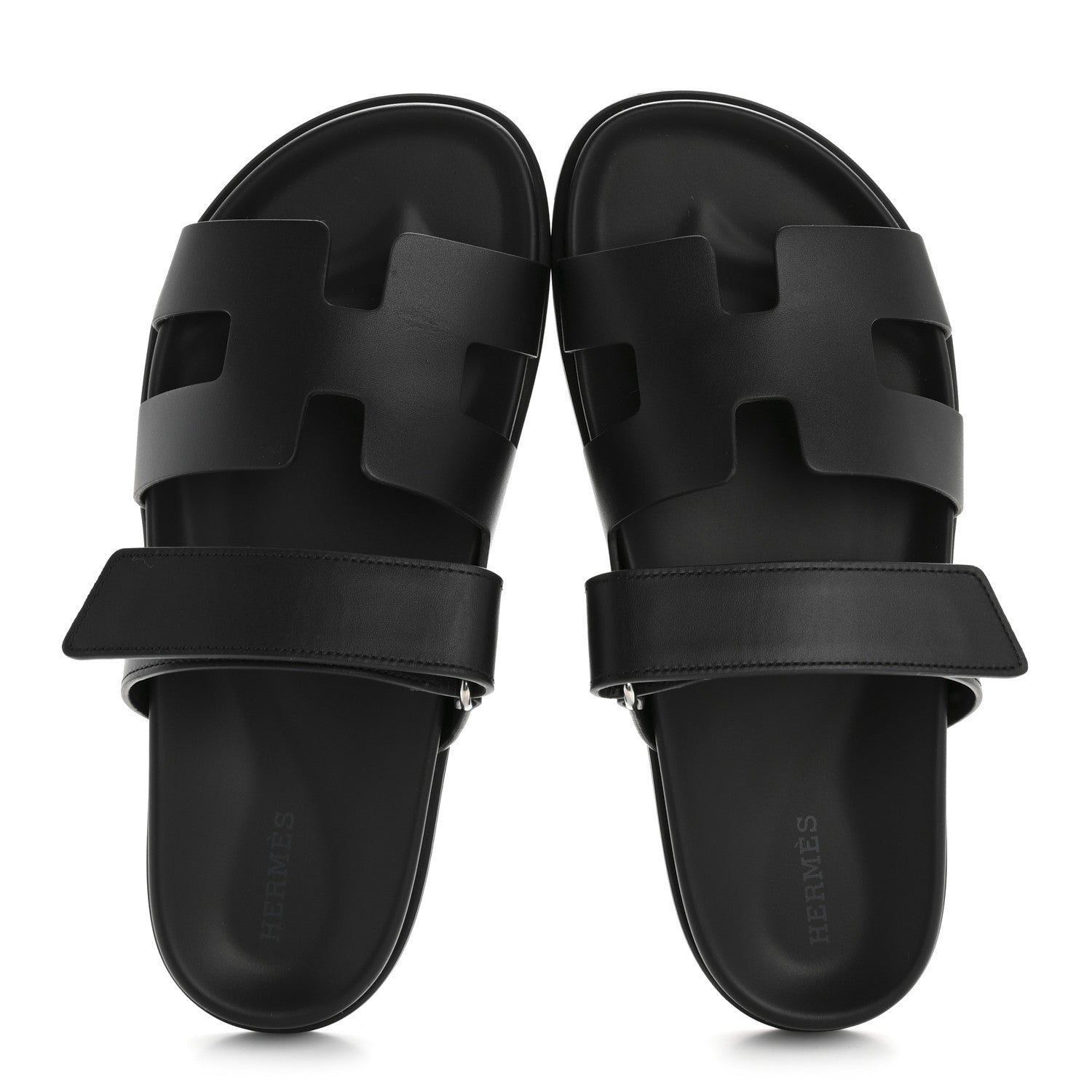 Hermes Calfskin Womens Chypre Sandals 39.5 Black 4 of 18