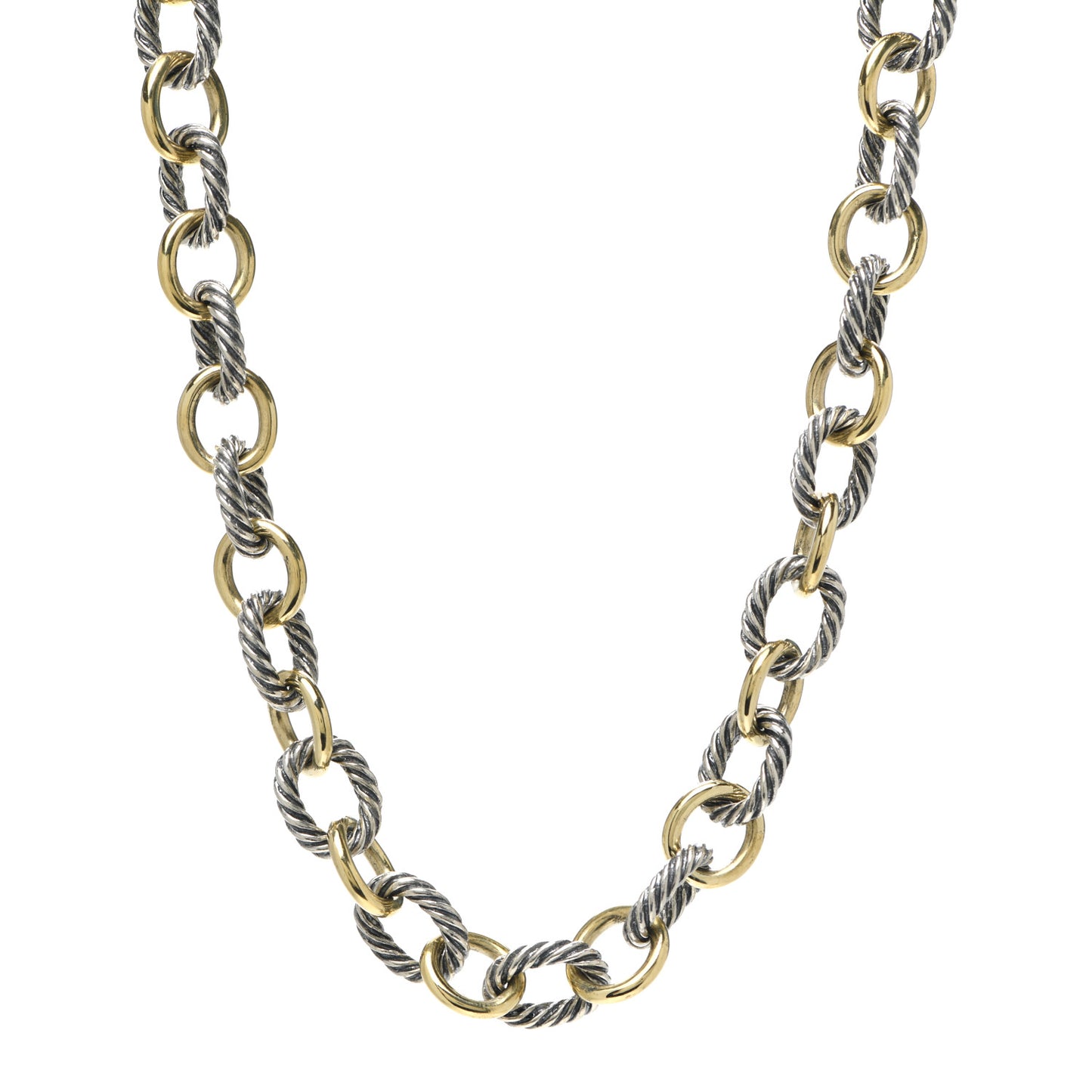 Sterling Silver 18K Yellow Gold 12mm Large Oval Link Necklace