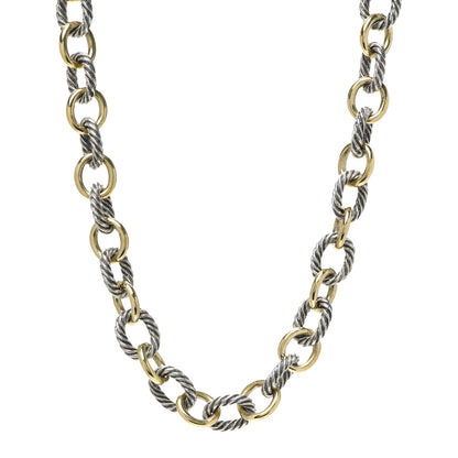 David Yurman Sterling Silver 18K Yellow Gold 12mm Large Oval Link Necklace 1 of 5