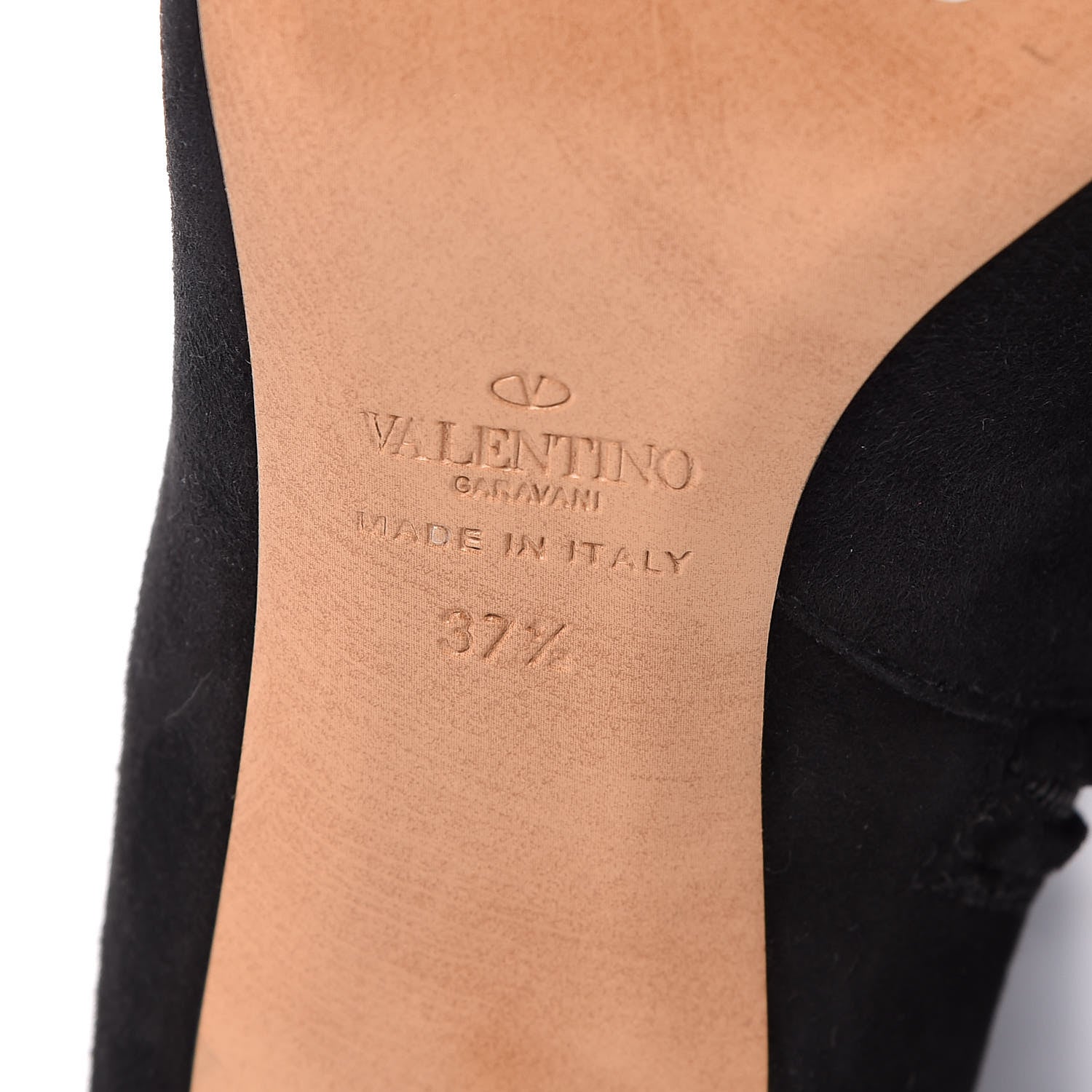 Valentino Garavani Suede Thigh High Kitten Heel Boots 37.5 Black 6 of 6