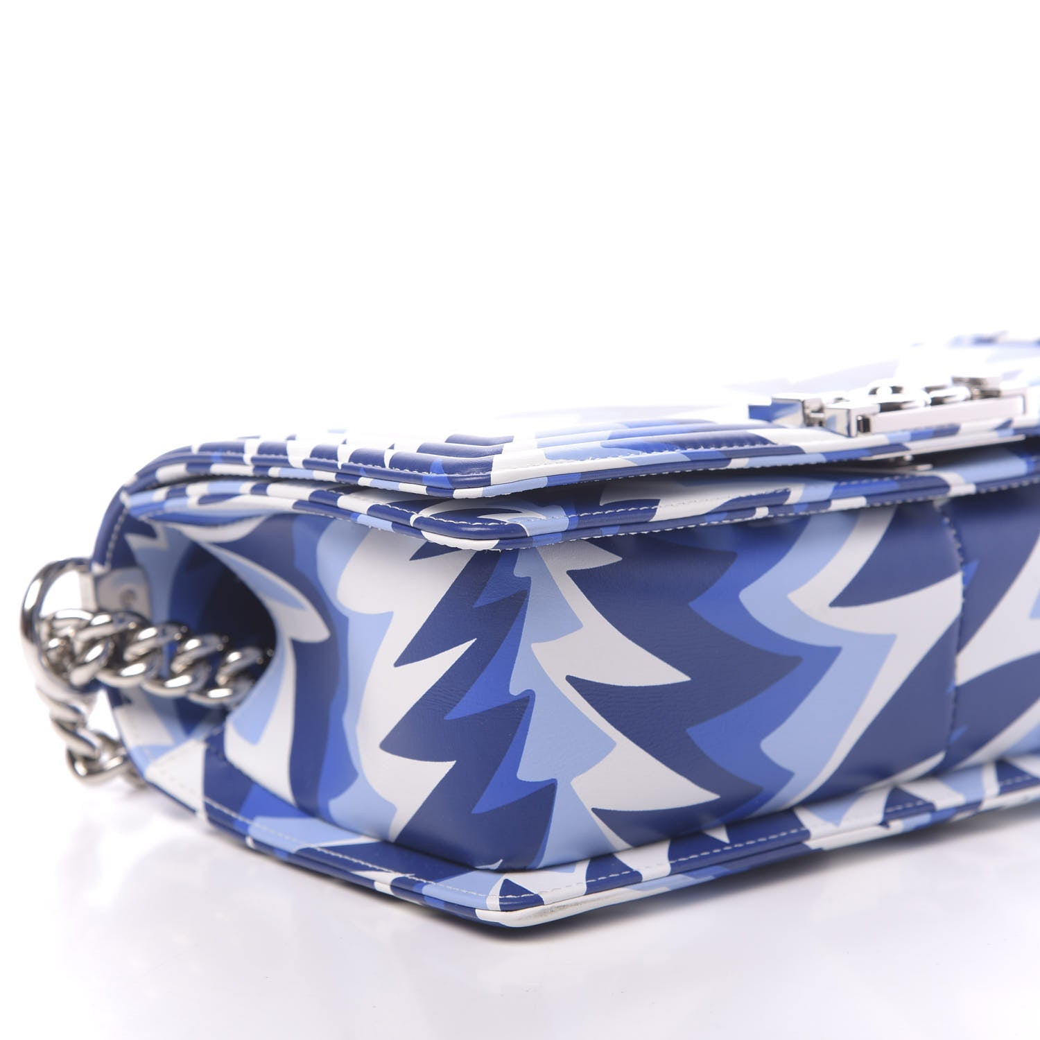 Chanel Printed Calfskin Medium Boy Flap Blue White 8 of 10