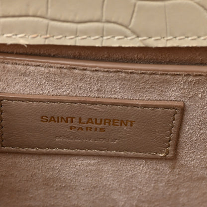 Saint Laurent Calfskin Crocodile Embossed Medium Monogram Crema Soft 6 of 9