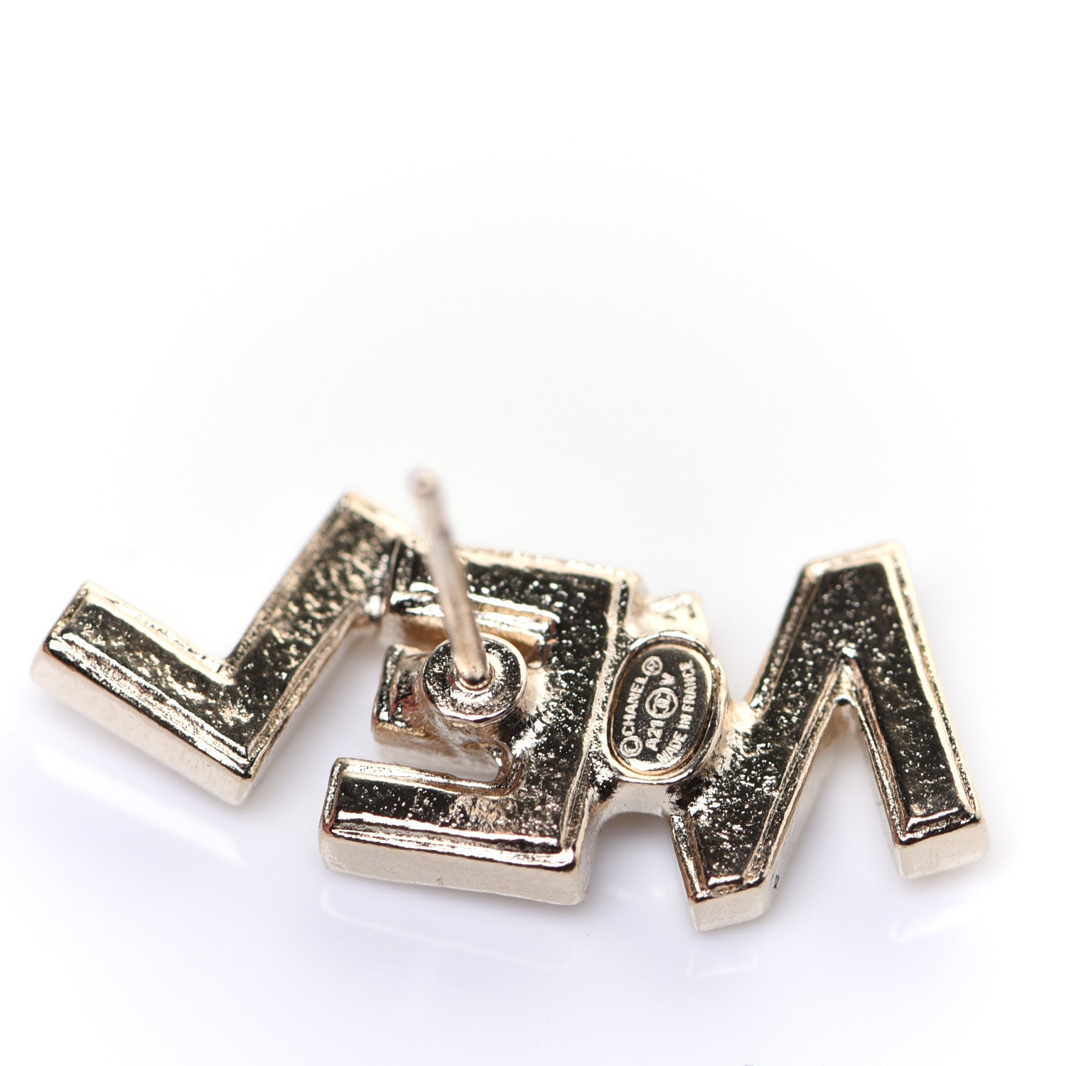 Chanel Crystal Pearl Signature Stud Earrings Gold 6 of 9