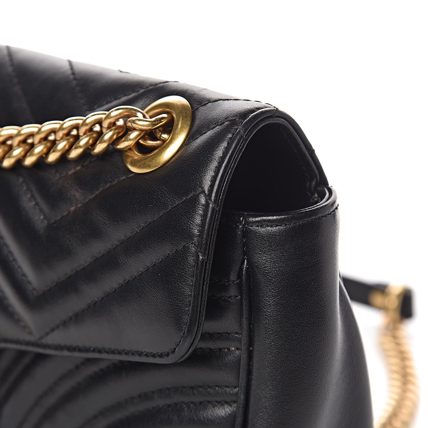 Gucci Calfskin Matelasse Small GG Marmont Shoulder Bag Black 13 of 14
