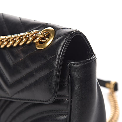 Gucci Calfskin Matelasse Small GG Marmont Shoulder Bag Black 13 of 14
