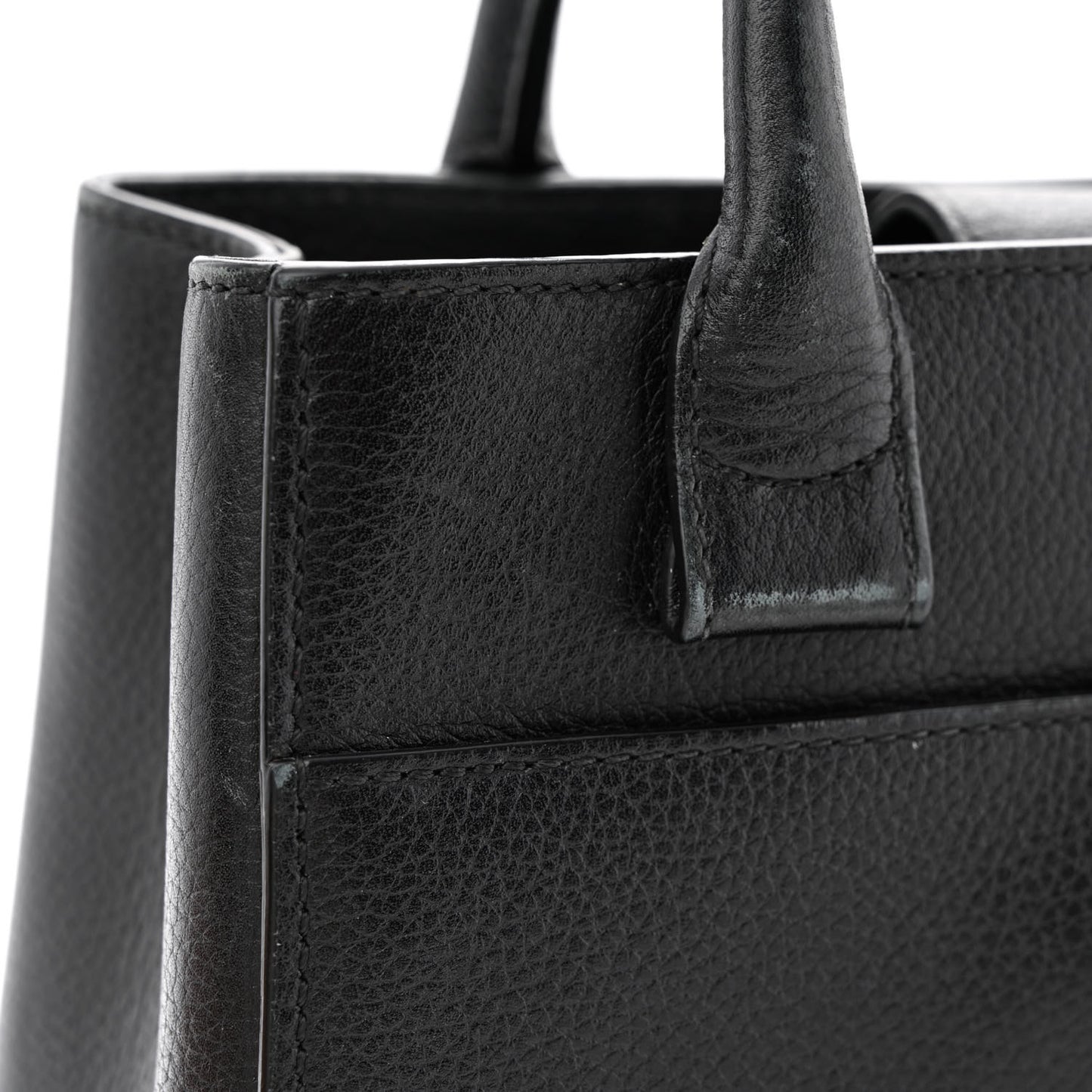 Grained Calfskin Mini Neo Executive Shopper Tote Black