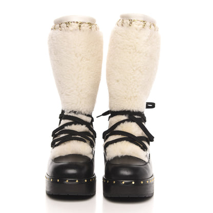 Chanel Shearling Chain Studded CC High Boot 36 Black 2 of 8