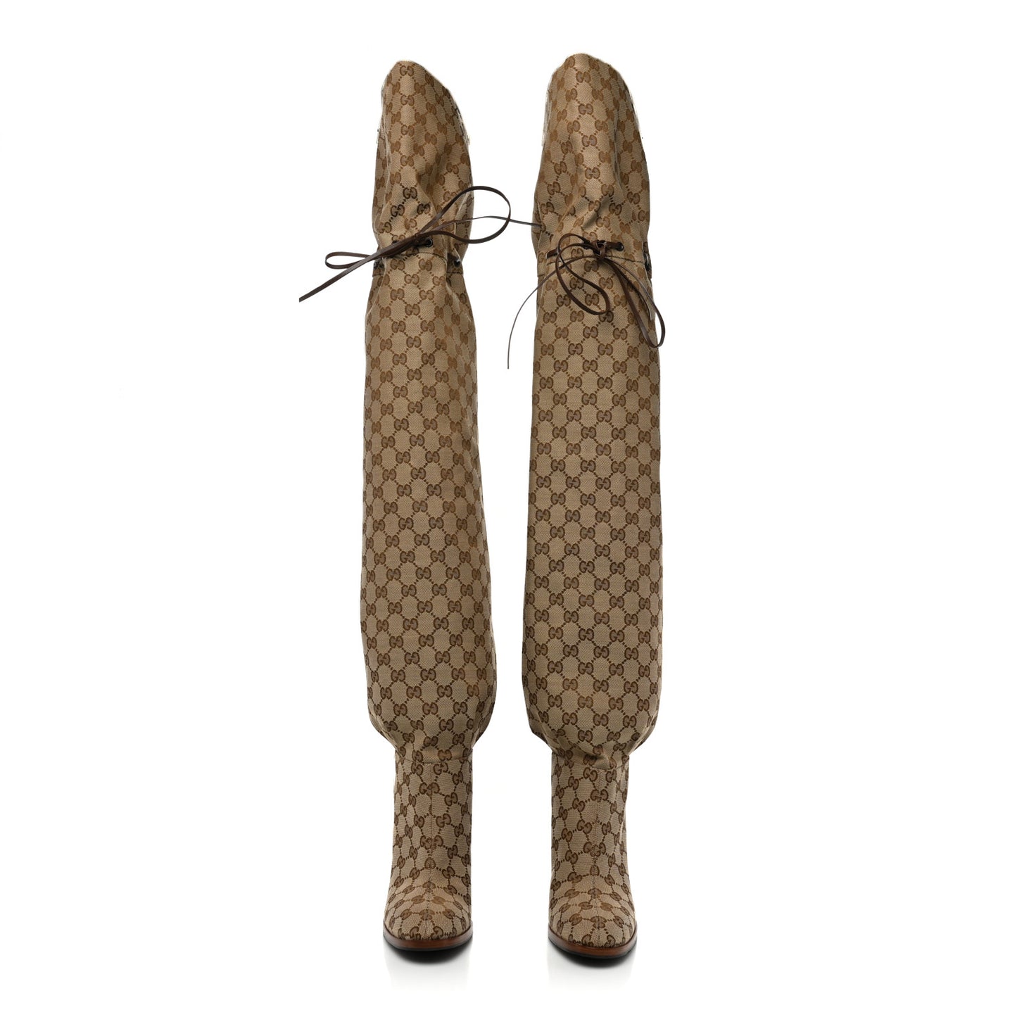 Monogram Over the Knee Boots 39.5 Beige Ebony